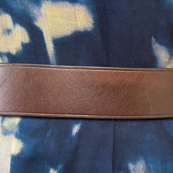 New Ralph Lauren Collection Brown Leather Art Deco Belt SILVER Buckles S - Picture 6 of 6